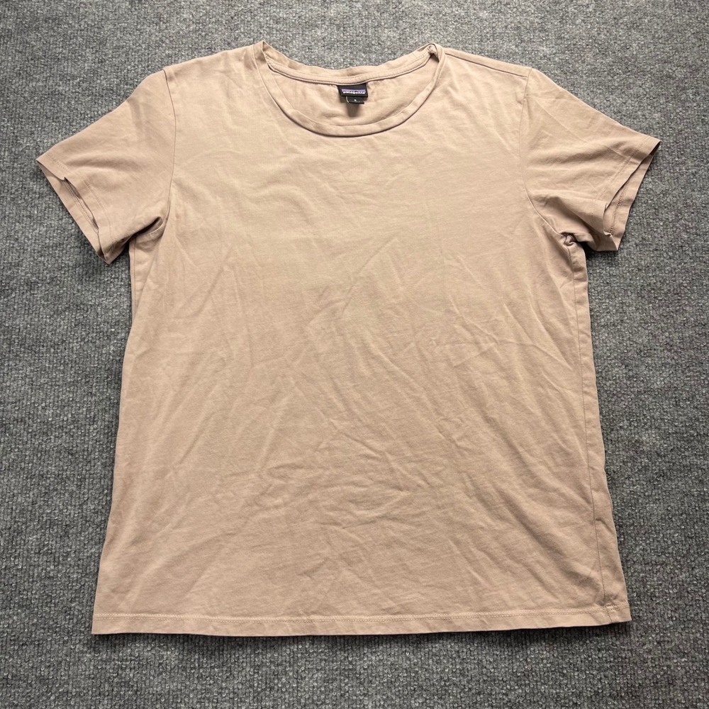 Patagonia Womens Short Sleeve Crewneck T-Shirt Tan Pink Size S